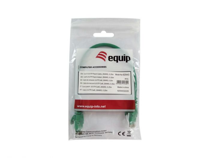 Cat6 U/UTP Patch Cable, 0.15m, Green