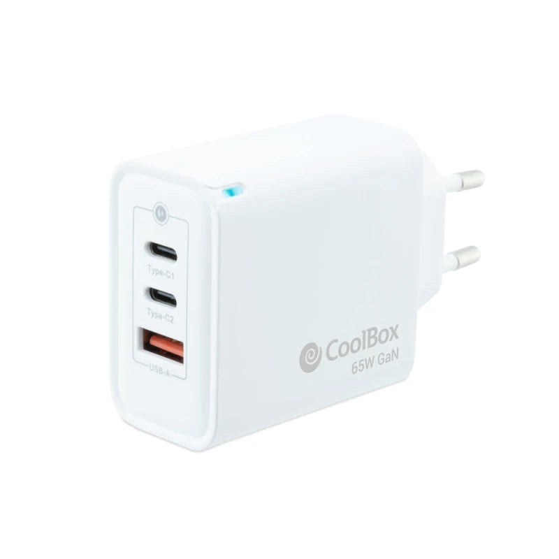 Carregador Coolbox GAN 65W USB-C/USB-C/USB-A PARED