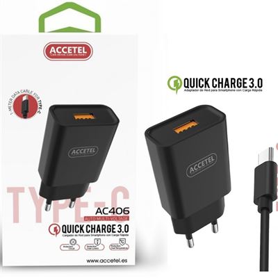 Carregador Rápido 3.0 18W - Type C Preto
