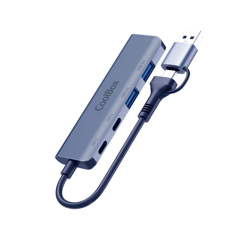 DockStation CoolBox HUB4 Lite Hub USB-C/A 4 Portas Alumínio