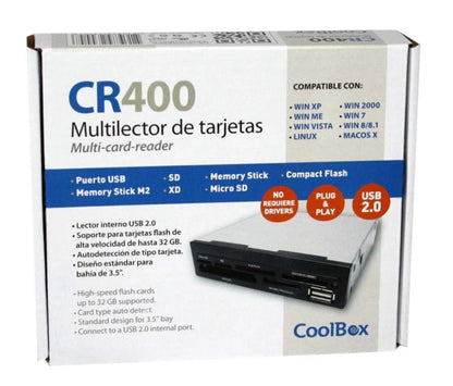 Leitor Cartões Interno 2.5'' COOLBOX CR-400 V2 Metal